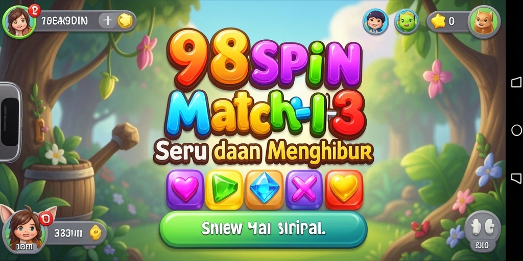 Tampilan gameplay 98SPIN dengan berbagai item berwarna untuk dicocokkan.