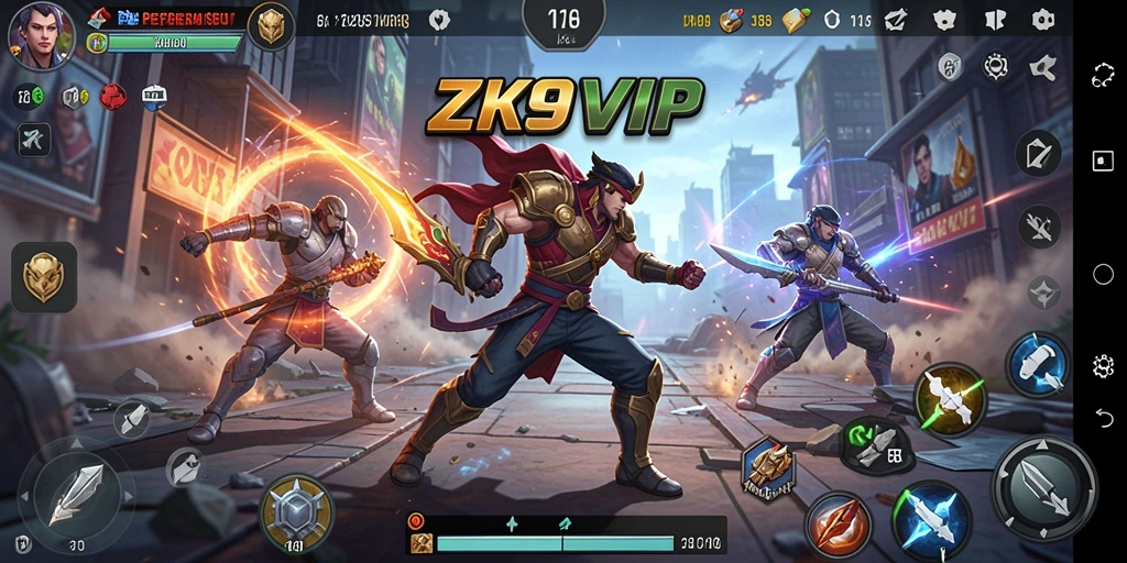 Gameplay ZK9VIP dengan aksi pertarungan yang mendebarkan.